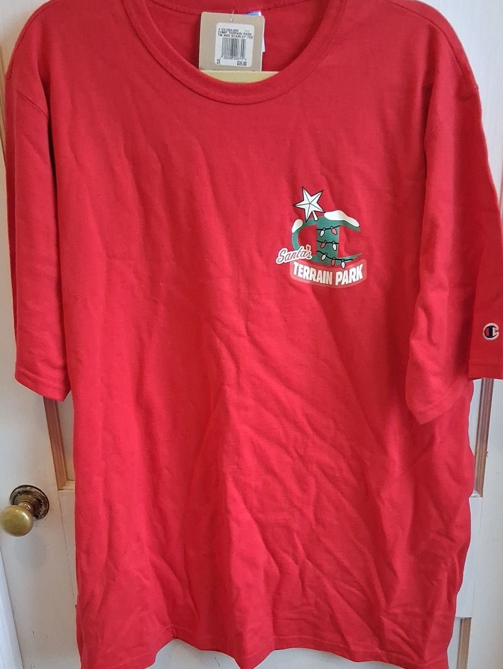 Champion Red Kids Short-Sleeve Tee with Santa Terrain Park Graphic
